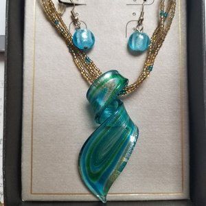 Erica Lyons Murano like Necklace & Earring Set